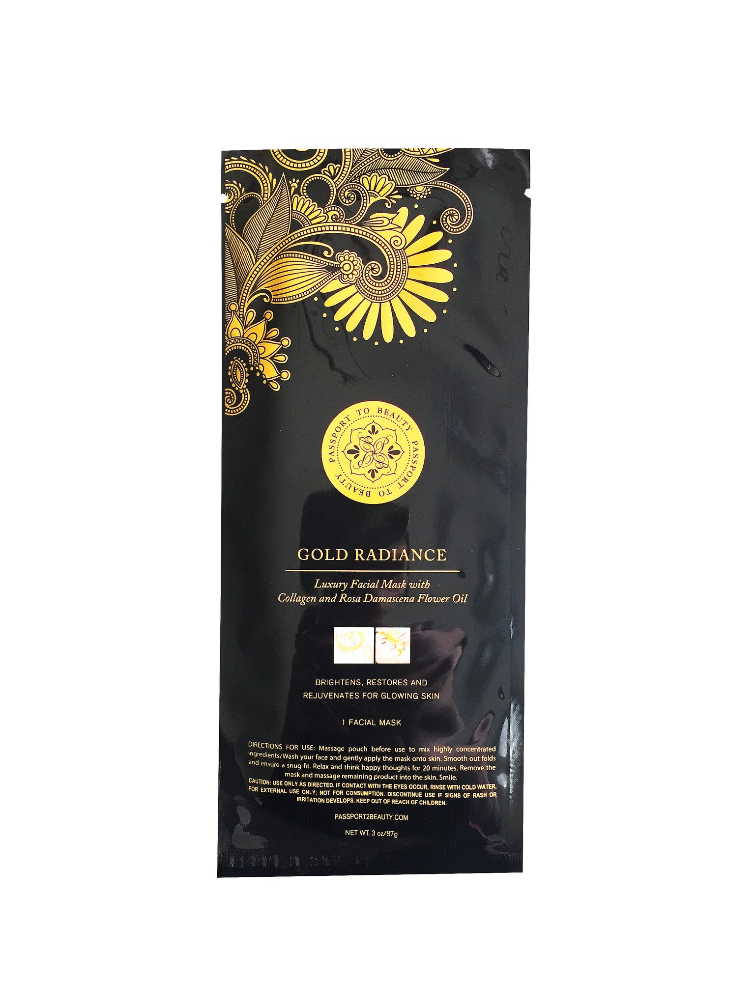 Gold Radiance Luxury Facial Mask with Collagen and Rose Oil - Shop Passport To Beauty