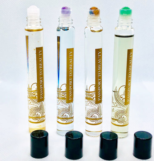 Gemstone Beauty Power Oils Collection - Jade Amethyst Rose Quartz Tiger Eye - Shop Passport To Beauty